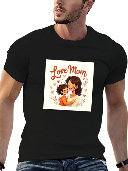 Love Mom Graphic Tee - Black Cotton T-Shirt