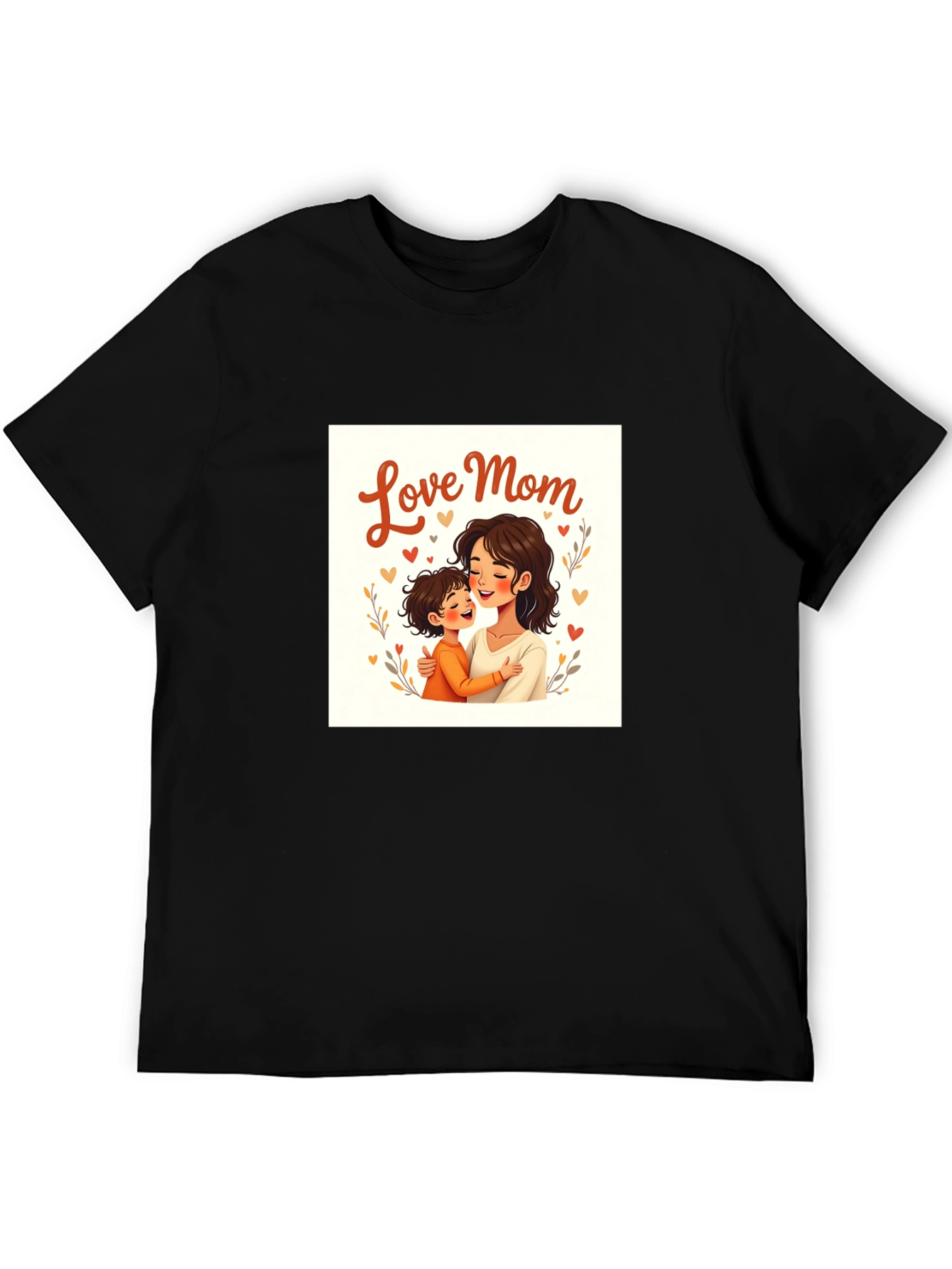 Love Mom Graphic Tee - Black Cotton T-Shirt