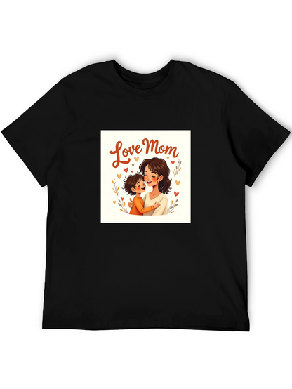 Love Mom Graphic Tee - Black Cotton T-Shirt
