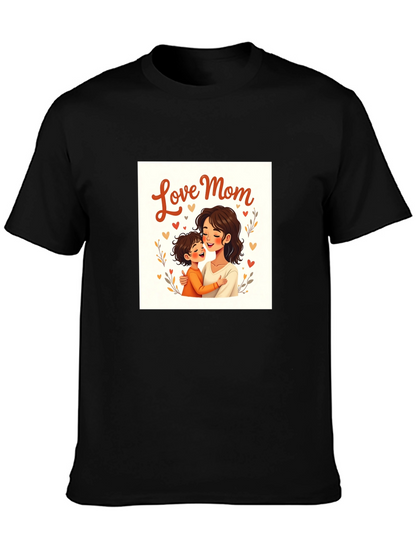 Love Mom Graphic Tee - Black Cotton T-Shirt