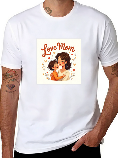 Love Mom Graphic Tee - Black Cotton T-Shirt