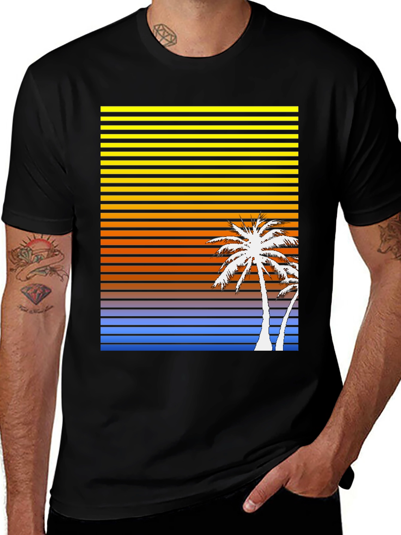 Sunset Palm Tree Graphic T-Shirt