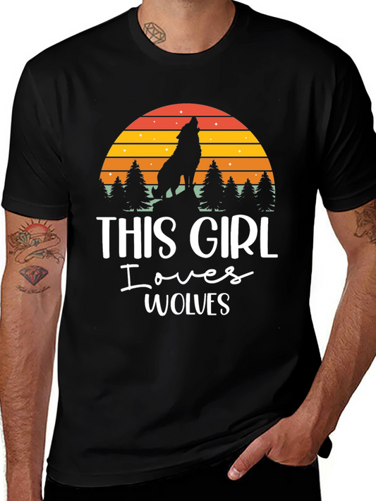 This Girl Loves Wolves Black T-Shirt