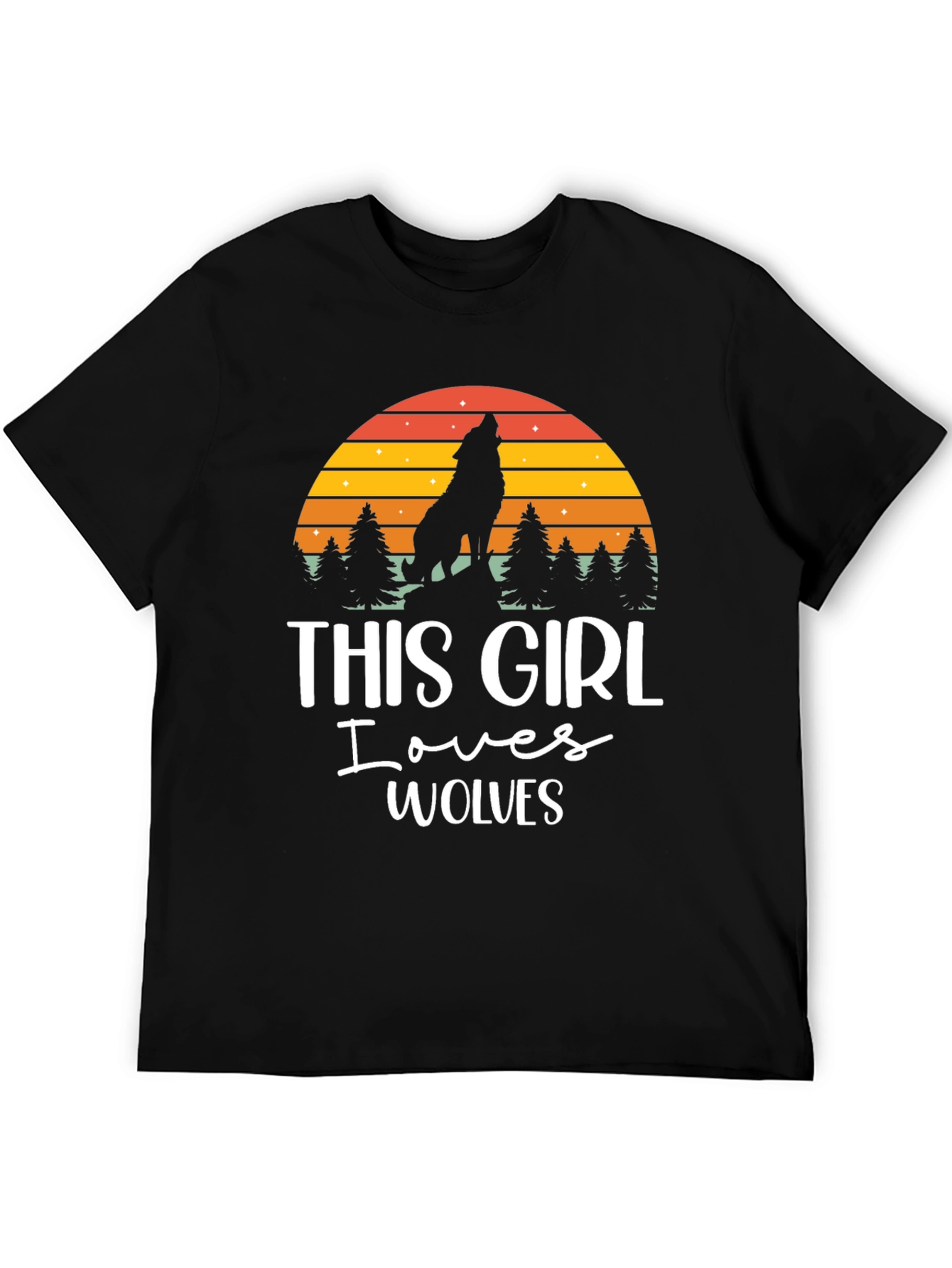This Girl Loves Wolves Black T-Shirt