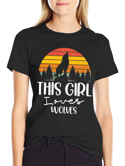 This Girl Loves Wolves Black T-Shirt