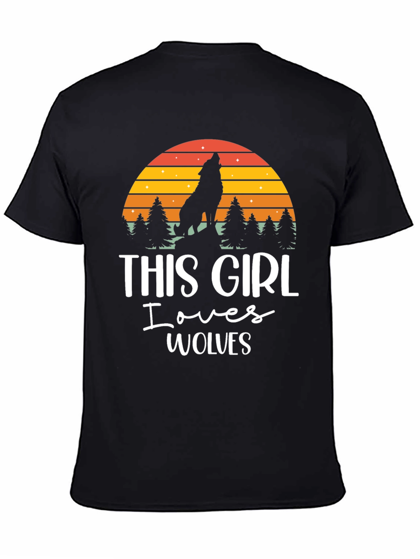 This Girl Loves Wolves Black T-Shirt