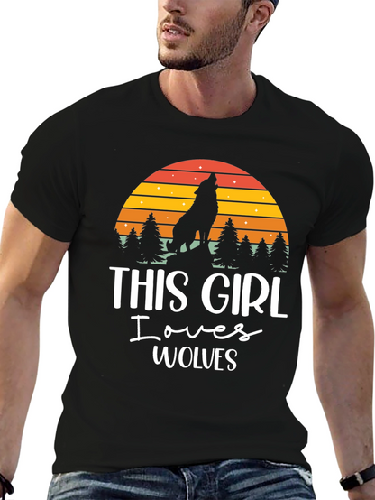 This Girl Loves Wolves Black T-Shirt