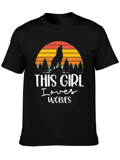 This Girl Loves Wolves Black T-Shirt