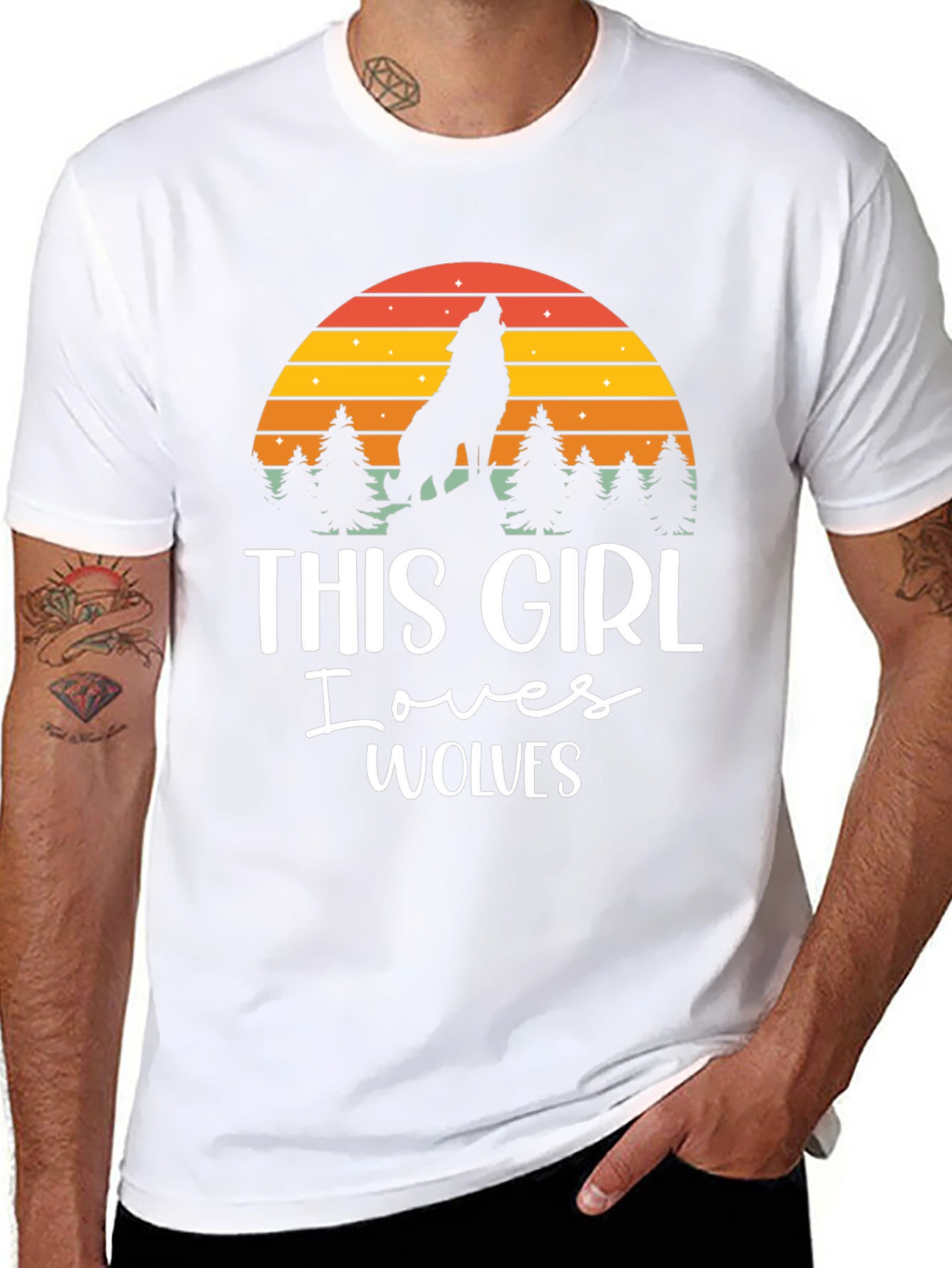 This Girl Loves Wolves Black T-Shirt