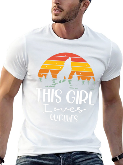 This Girl Loves Wolves Black T-Shirt