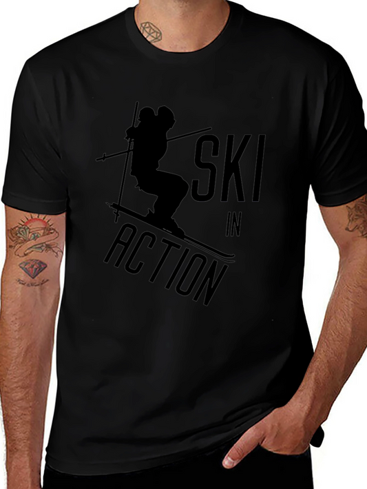Ski In Action Black Graphic T-Shirt