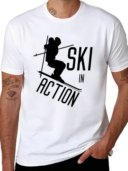 Ski In Action Black Graphic T-Shirt