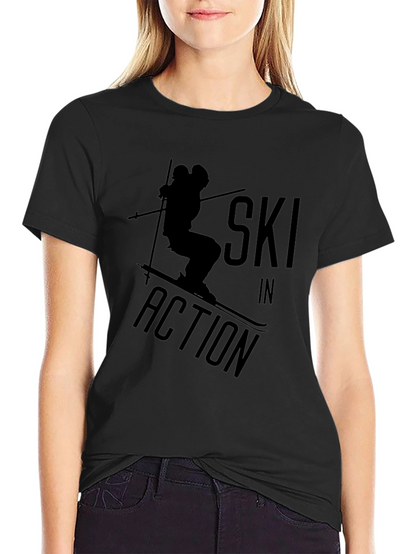 Ski In Action Black Graphic T-Shirt