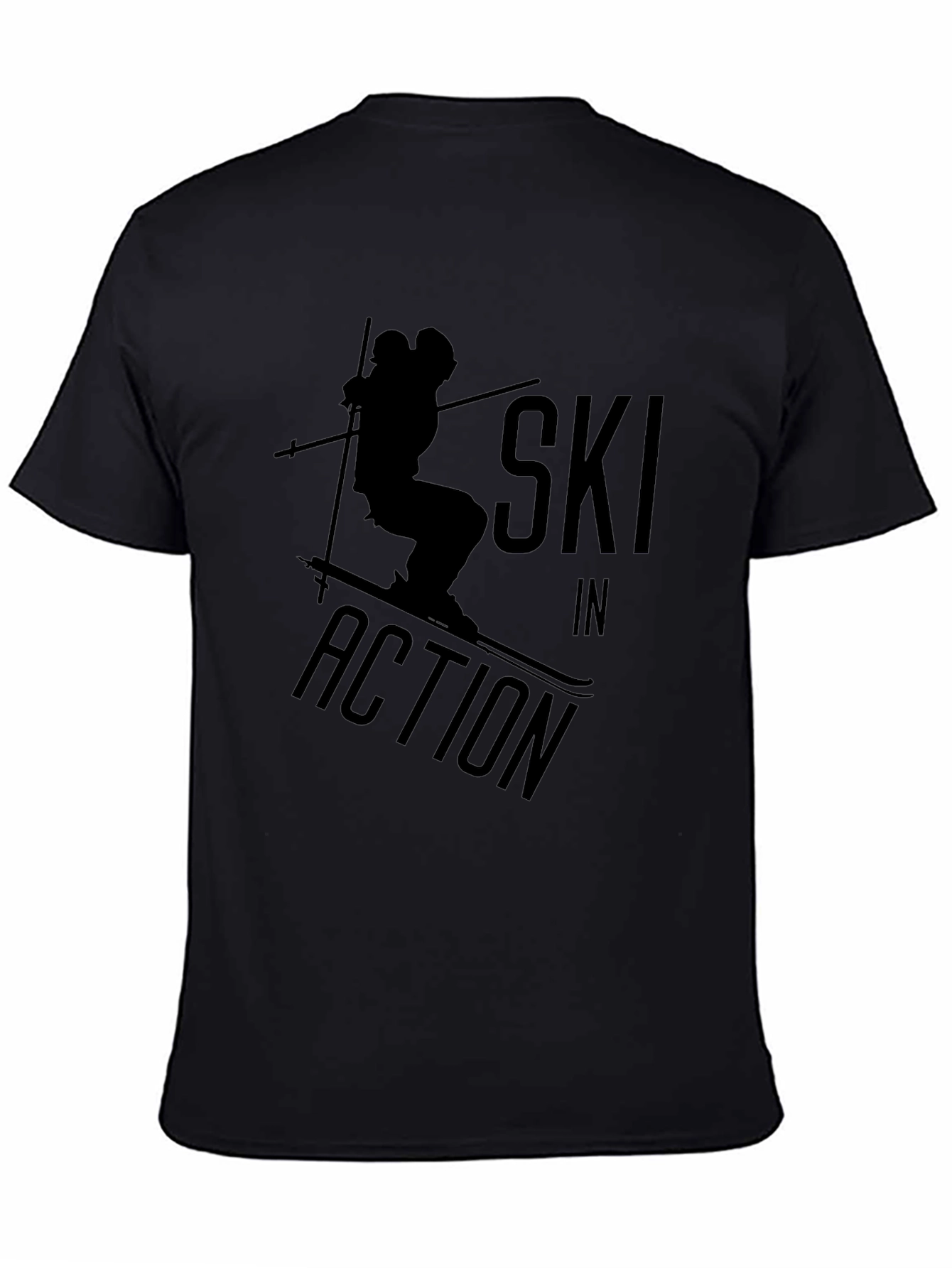 Ski In Action Black Graphic T-Shirt