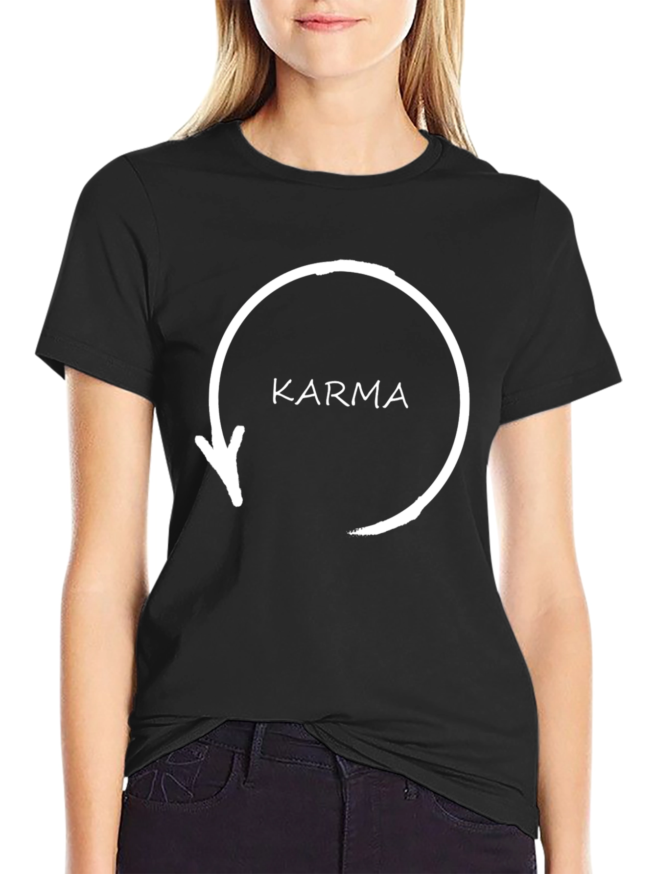 Karma Arrow Circle T-Shirt - Black Graphic Tee