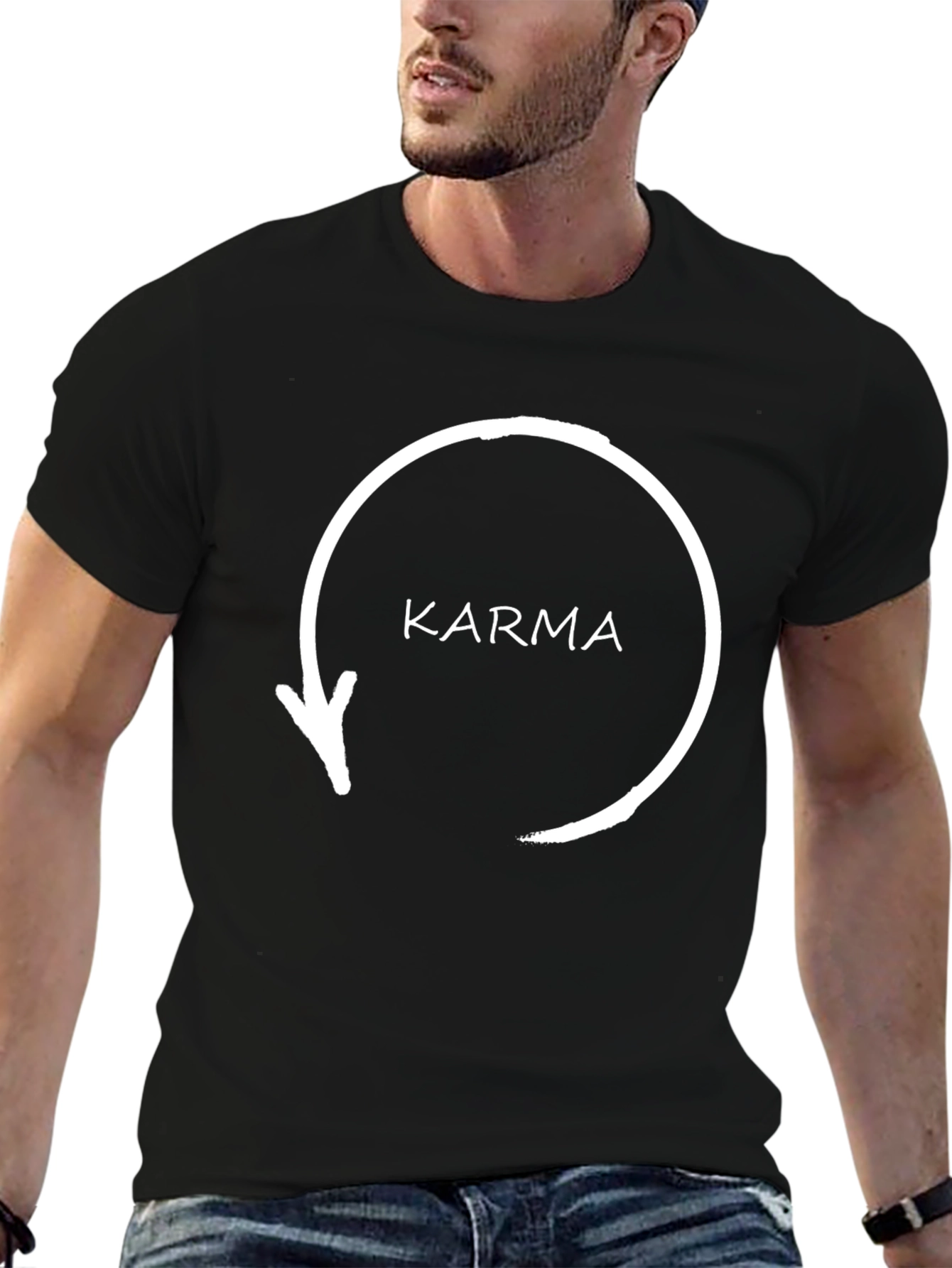 Karma Arrow Circle T-Shirt - Black Graphic Tee