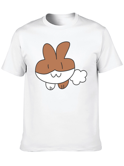 Cute Cartoon Bunny Black T-Shirt