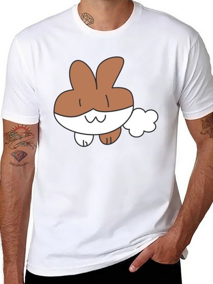 Cute Cartoon Bunny Black T-Shirt