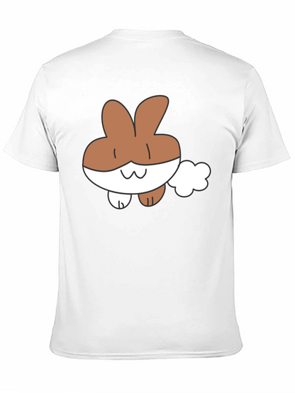 Cute Cartoon Bunny Black T-Shirt