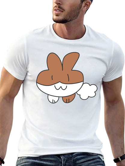 Cute Cartoon Bunny Black T-Shirt