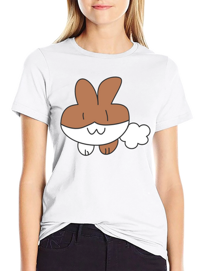 Cute Cartoon Bunny Black T-Shirt