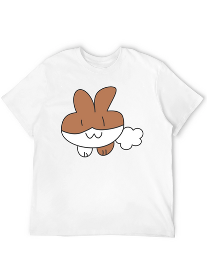 Cute Cartoon Bunny Black T-Shirt