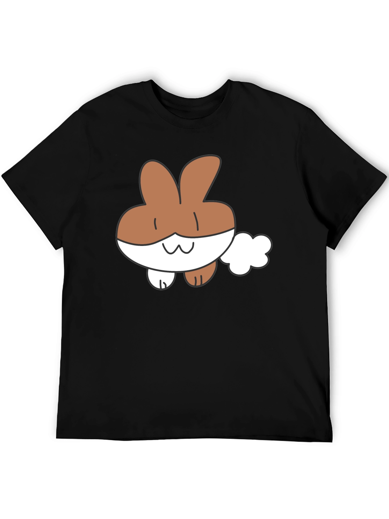 Cute Cartoon Bunny Black T-Shirt