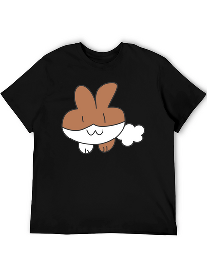 Cute Cartoon Bunny Black T-Shirt