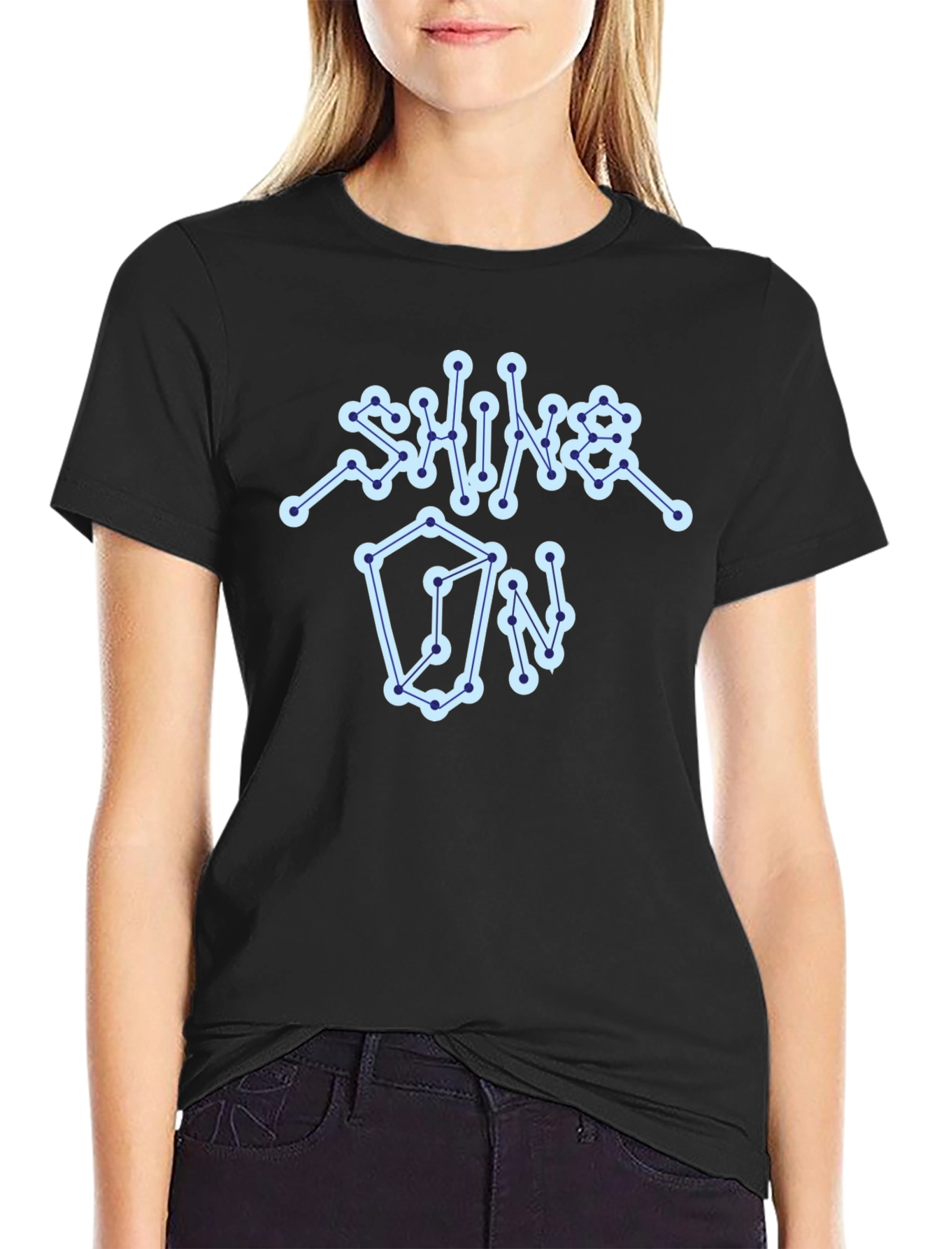 Shine On Graphic Tee - Constellation Design Black