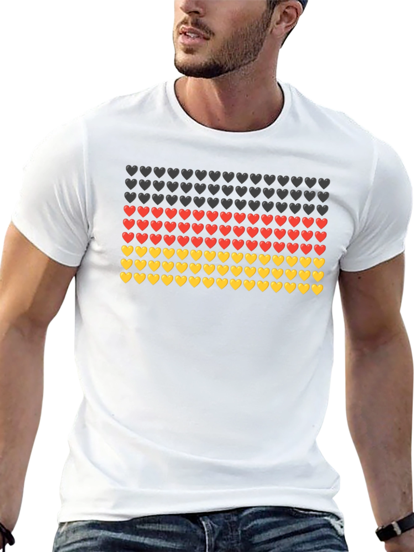 German Flag Hearts T-Shirt - Black