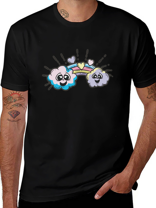 Cute Cloud Rainbow Graphic Tee - Soft Cotton Comfort