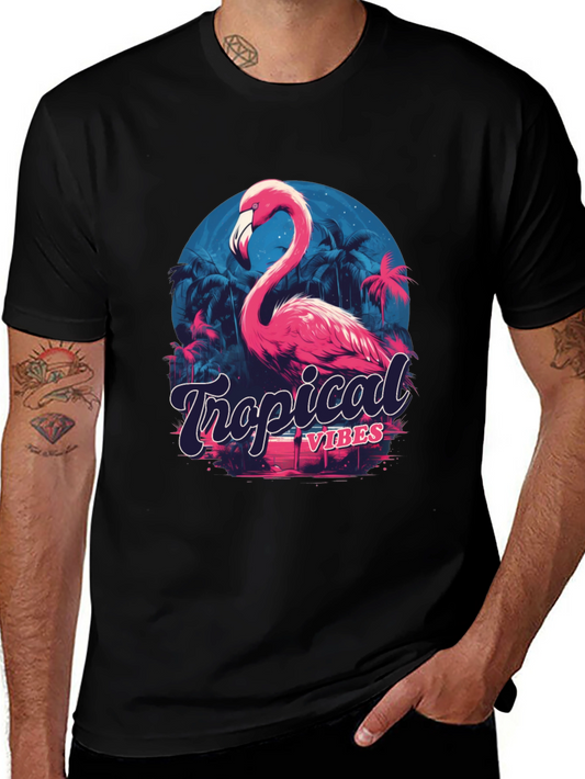 Tropical Vibes Flamingo Graphic T-Shirt