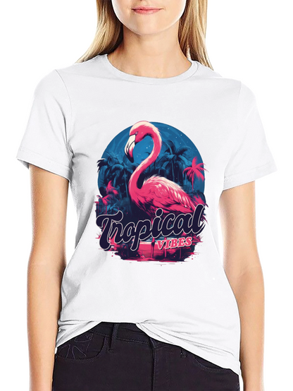 Tropical Vibes Flamingo Graphic T-Shirt