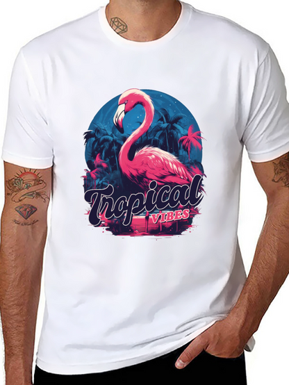 Tropical Vibes Flamingo Graphic T-Shirt