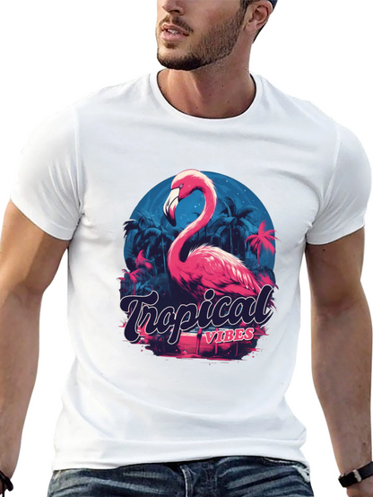 Tropical Vibes Flamingo Graphic T-Shirt