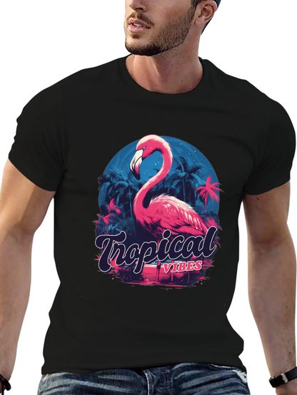 Tropical Vibes Flamingo Graphic T-Shirt