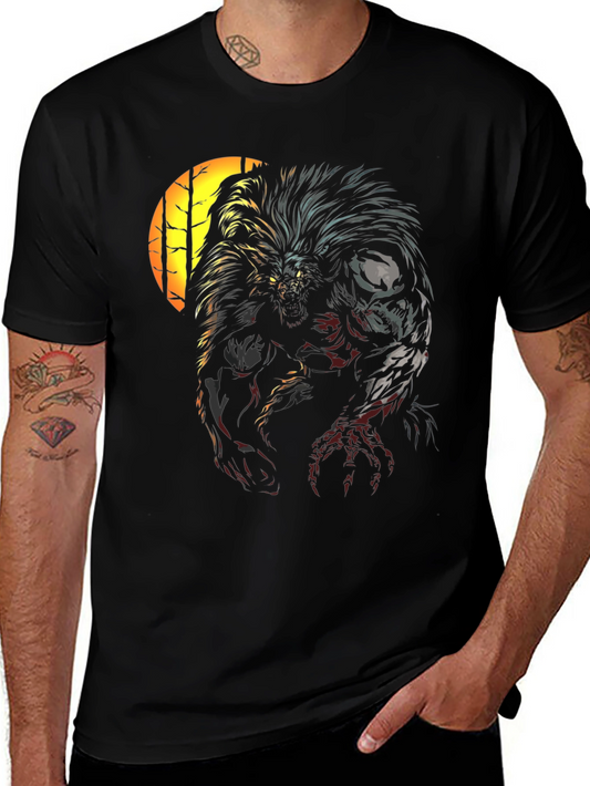 Werewolf Graphic Print Black T-Shirt