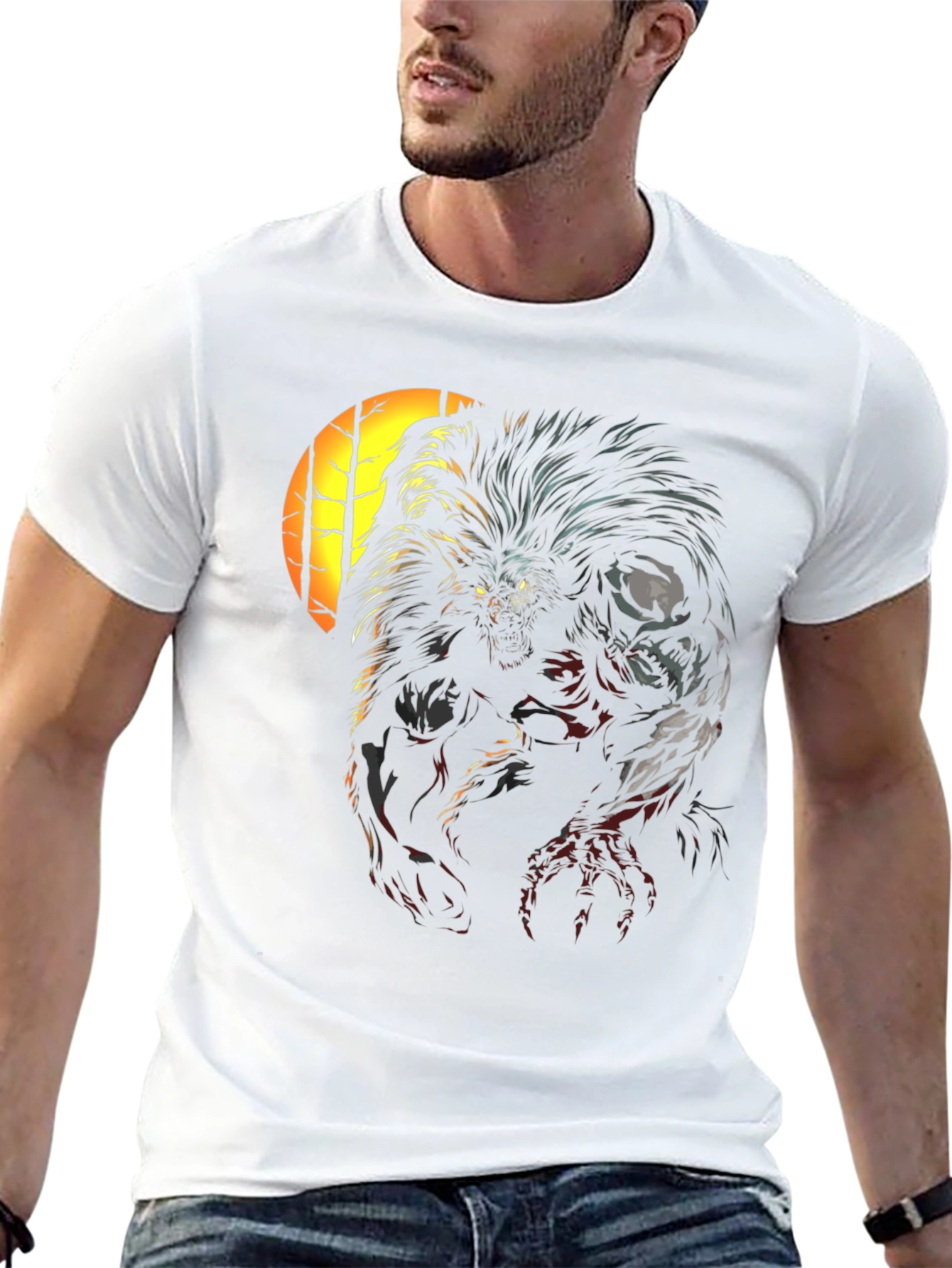 Werewolf Graphic Print Black T-Shirt