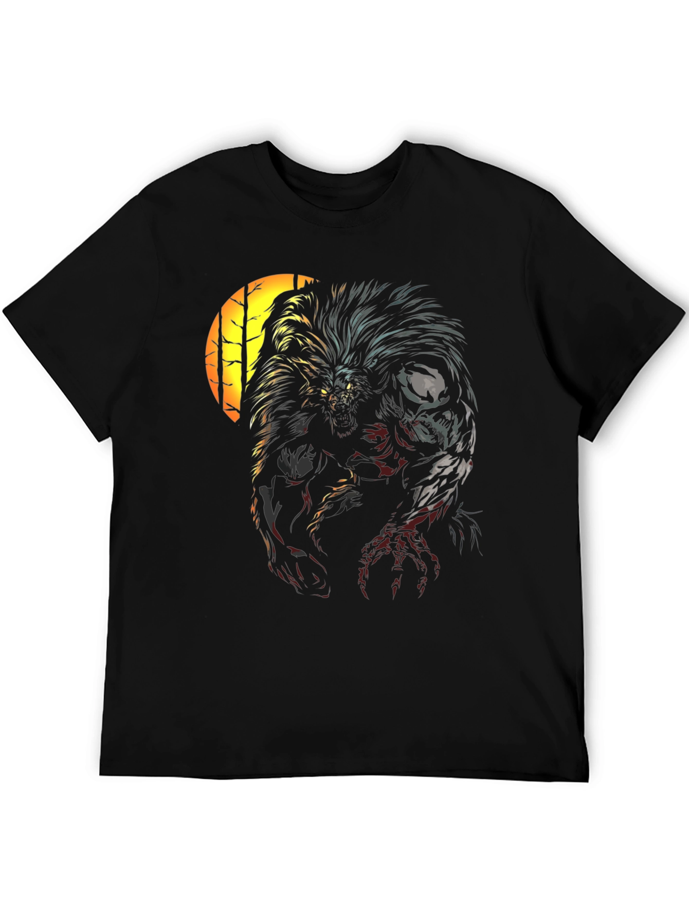 Werewolf Graphic Print Black T-Shirt