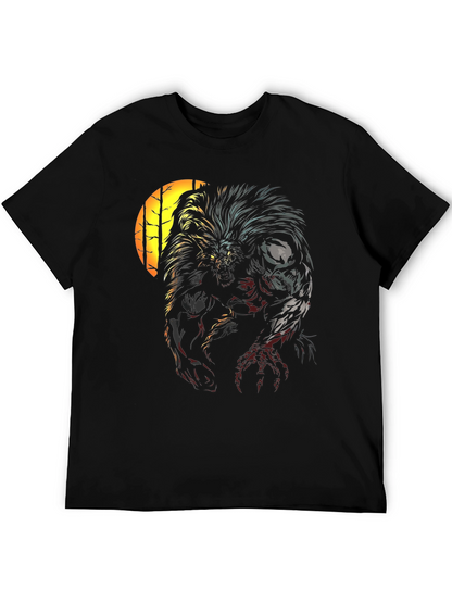 Werewolf Graphic Print Black T-Shirt