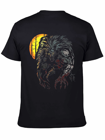 Werewolf Graphic Print Black T-Shirt