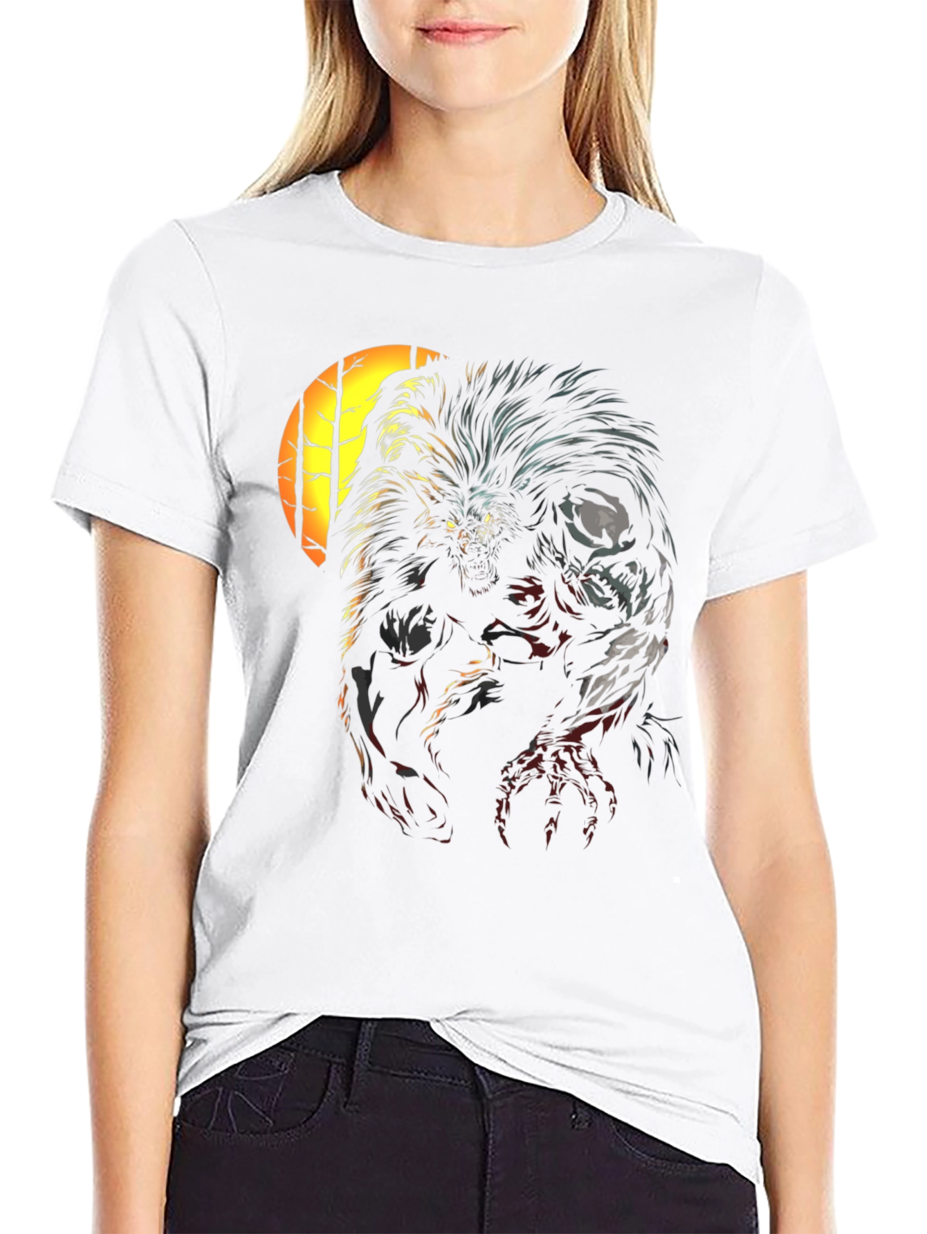 Werewolf Graphic Print Black T-Shirt