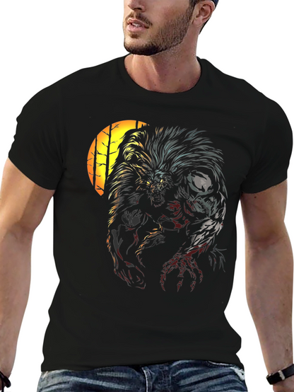 Werewolf Graphic Print Black T-Shirt
