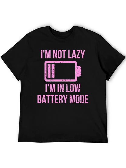 Funny Low Battery Mode Graphic Tee - Black