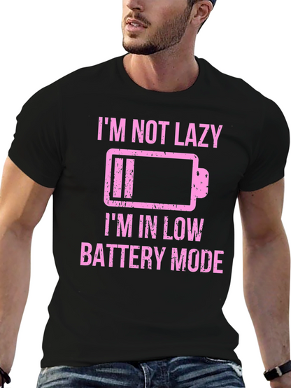 Funny Low Battery Mode Graphic Tee - Black
