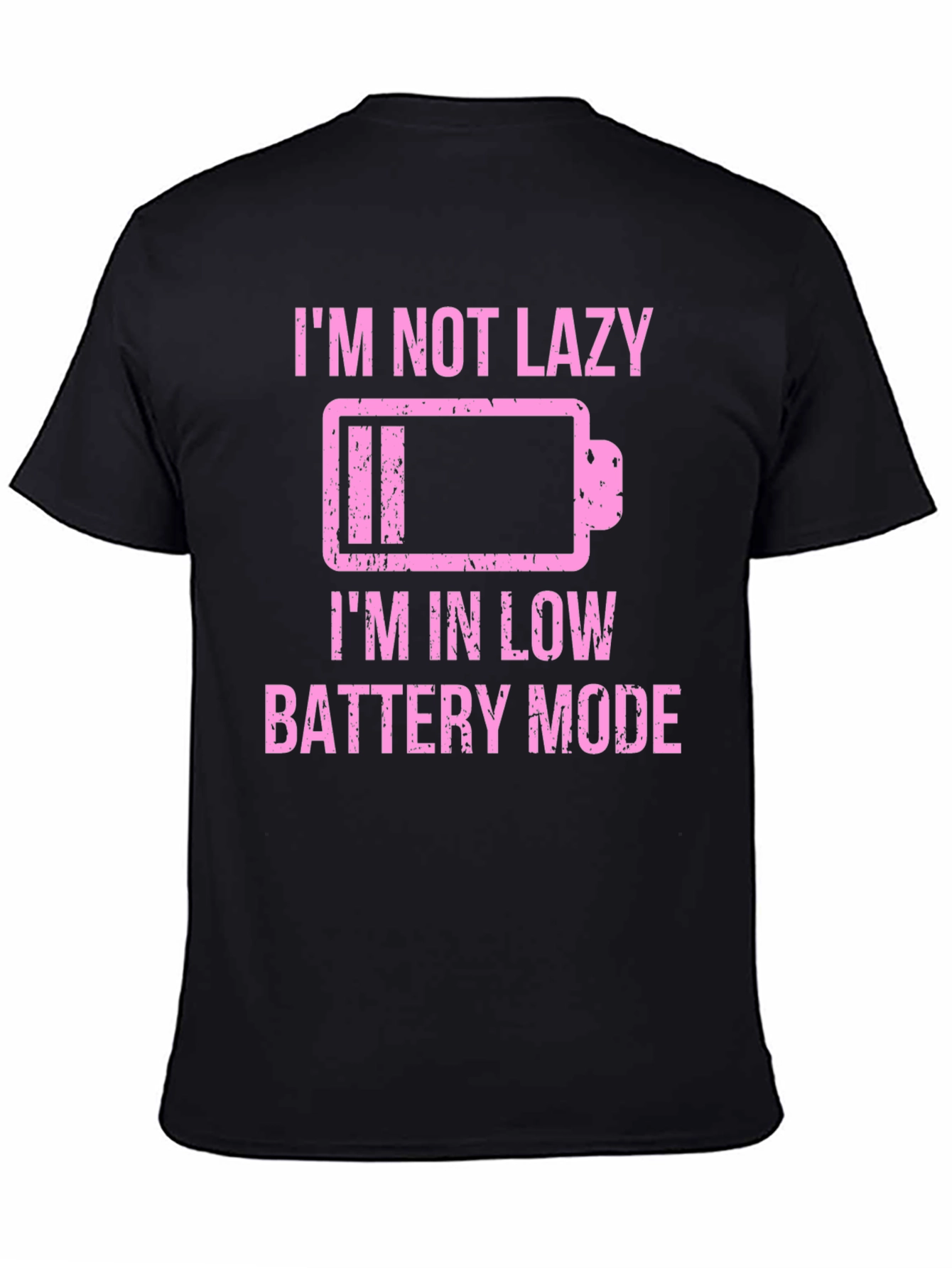 Funny Low Battery Mode Graphic Tee - Black