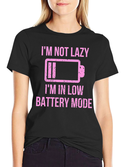 Funny Low Battery Mode Graphic Tee - Black