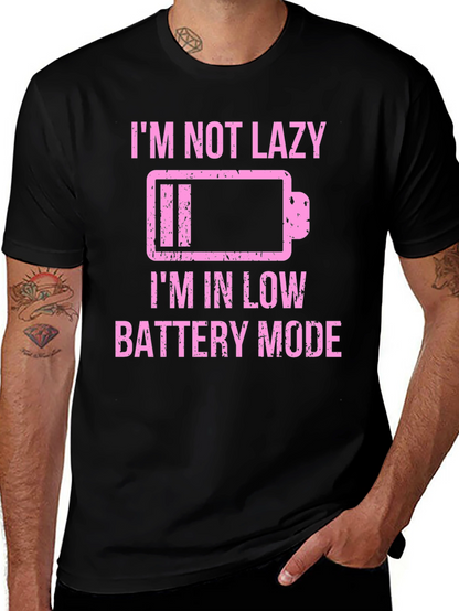 Funny Low Battery Mode Graphic Tee - Black