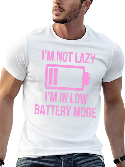 Funny Low Battery Mode Graphic Tee - Black