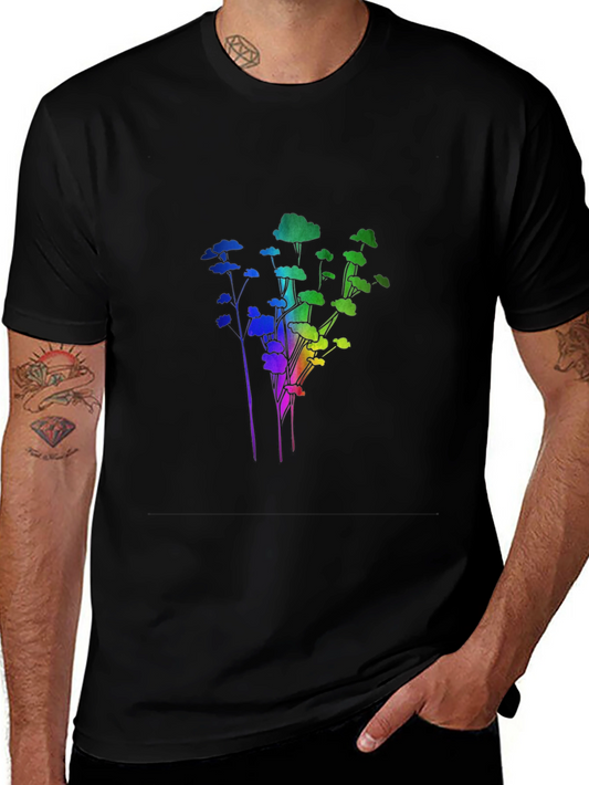 Rainbow Trees Black T-Shirt